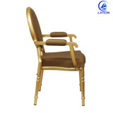 Armrest Metal Imitated Wooden Restaurant Chair with Comfortable Cushion