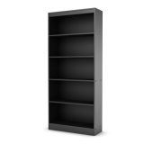 South Shore Axess Collection 5-Shelf Bookcase, Black