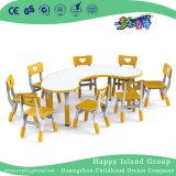 School Luxury Children Wood Curved Table with Orange Edge (HG-4905)