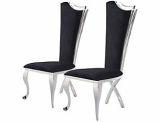 Modern Black White Dining High Back Side Chair with Cross Leg