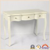 3-Drawers Hall Table, Computer Desk with Soft White Finish