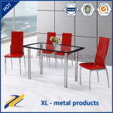 Tempered Glass Top Metal Dining Table Set