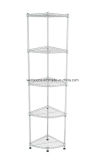 Home Storage 5 Tiers Chrome Metal Fan-Shaped Corner Wire Rack, Loading 30kg Per Shelf