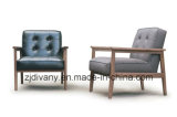 Hotel Furniture Living Room Wooden Leather Sofa Chair (D-67)