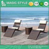 Rattan Sun Bed with Cushion Wicker Sunlounger with Pillow (Magic Style)