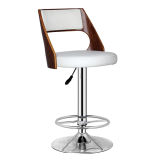 Modern Leather and Wooden Accent Hydraulic Bar Stools (FS-WB092-1)