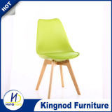 PP Plastic Seat with Cushion and Wooden Legs Leisure Dining Chair