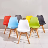 Tulip Dining Chairs with Solid Wood Legs & PU Leather Cushion in White