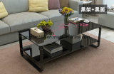 Black Tempering Glass Flower Coffee Table Room Table