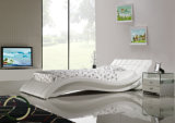European Style Wave Shape PU Leather Furniture Hotel Bed
