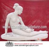 Hand Carved Nude Women White Marble Statue (SK-2197)