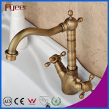 Fyeer Brass Dual Handle Retro Syle Wash Basin Faucet Water Mixer Tap Wasserhahn