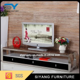 Latest Eurpean Design Modern Glass TV Stand with Stainless Steel
