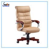 Wooden Base PU Leather Modern Office Chair