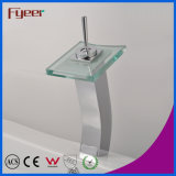 Fyeer High Arc Single Handle Chrome Glass Square Spout Wash Basin Faucet Water Mixer Tap Wasserhahn