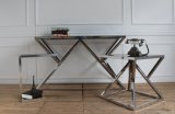 Metal with Black Tempered Glass Plate Console Table