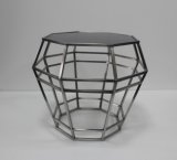 Polygon Stainless Steel with Black Tempered Glass Top Coffee Table D-75