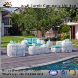 Well Furnir T-012 Elegant Outdoor Coastal Ivory Color Rattan Sofa