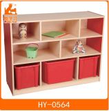 Wooden Children Plastic Storage Shelf of Kids Furniture