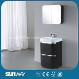 High Gloss Black PVC Bathroom Cabinet with Mirror