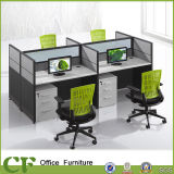 Aluminum Frame Wooden Furniture Office Workstation for 4 Person