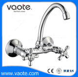 Double Handle Brass Body Wall Mounted Faucet (VT61102)