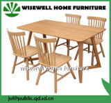 Oak Wood Dining Room Table with 4 Chairs for Home Furniture