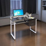 Tempered Glass Metal Computer Desk with Drawer