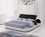Modular Leisure Furniture Leather Wooden Queen-Size Bed for Bedroom