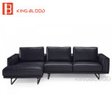 Modular Distressed Black Color Genuine Leather Sofa with Images