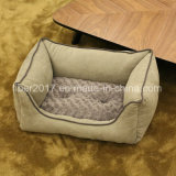 Light Grey Square Luxury Pet Bed with Removable Cushion