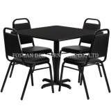 Square Laminate Table with Black Trapezoidal Back Banquet Chairs X-Base