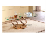 Movable Double Glass Golden Colour Coffee Table
