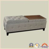 Bedroom Furniture Fabric Rectangle Tufted Storage Bed Bench Ottoman with Tray Top