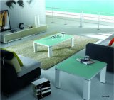 White Metal Coffee Table with Tempered Glass Top (CJ-074A)