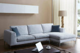 Ls0606 Fancy Fabric Corner Sofa with Chrome Legs