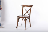 Oak Wood Stackable Antique Color Vineyard Chair, Cross Back Chair
