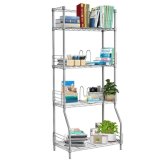 1easy Assembly 4 Tiers DIY Powder Coated Metal Book Rack Wire Shelf, Adjustable Shelf Height