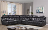 Living Room Furniture Recliner Corner Air Leather Sofa with Cupholder in Black Color