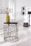 2015 Modern Glass End Table with Round Metal Base Supplier