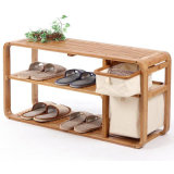 Recycle Bamboo Storage Footstool with Cloth Drawer