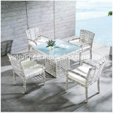 5 Years Warranty Foshan White Rattan Outdoor Furniture Garden Dining Table Set
