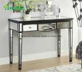 Vanity Design Black Wood Glass Mirrored Console Table with Caved Shape