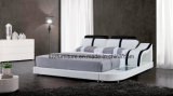 Modular Bedroom Leather Double Bed Set with LED