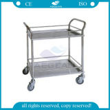AG-Ss022 Hospital Used Sample Three Stainless Steel Trays Crash Cart Medical Trolley