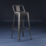 Hot Sale Customizable Color Industrial Tolix Metal High Bar Stool with Backrest (SP-MC042)
