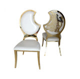Modern Moon Shape Back with Ornamental Engraving Banquet Dining Chair Gold