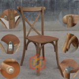 Classic Series Medium Natural Wood Cross Back Stack Chair
