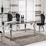 Italian Modern 6 Seaters Stainless Steel Legs Marble Dining Table
