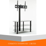 TV Mounting Glass Center Black Steel TV Stand